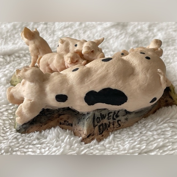 Lowell Davis Rooted Out Pig Figurine Piglets Hand Painted Scotland - Picture 4 of 11